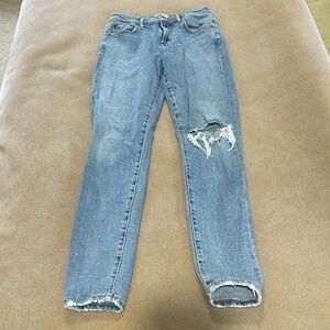 AGOLDE WASHED DENIM RIPPED KNEE DISTRESSED SKINNY ANKLE JEANS SIZE 26